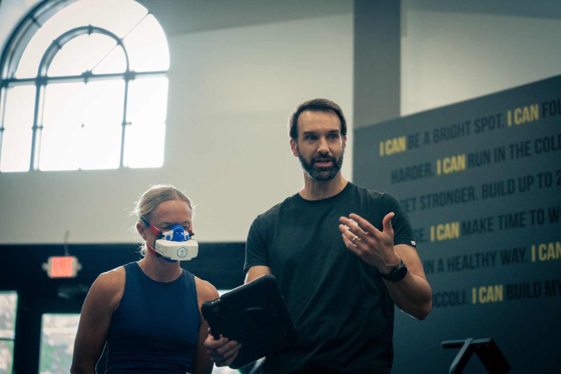 Dr. Troha walking a client through her test protocol